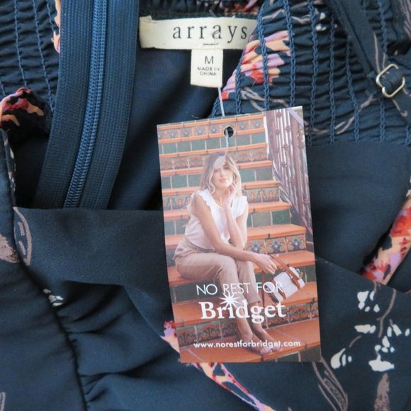 No Rest for Briget Arrays Slip Dress M Blue Floral Midi Lined NWT Discontinued - Picture 15 of 16